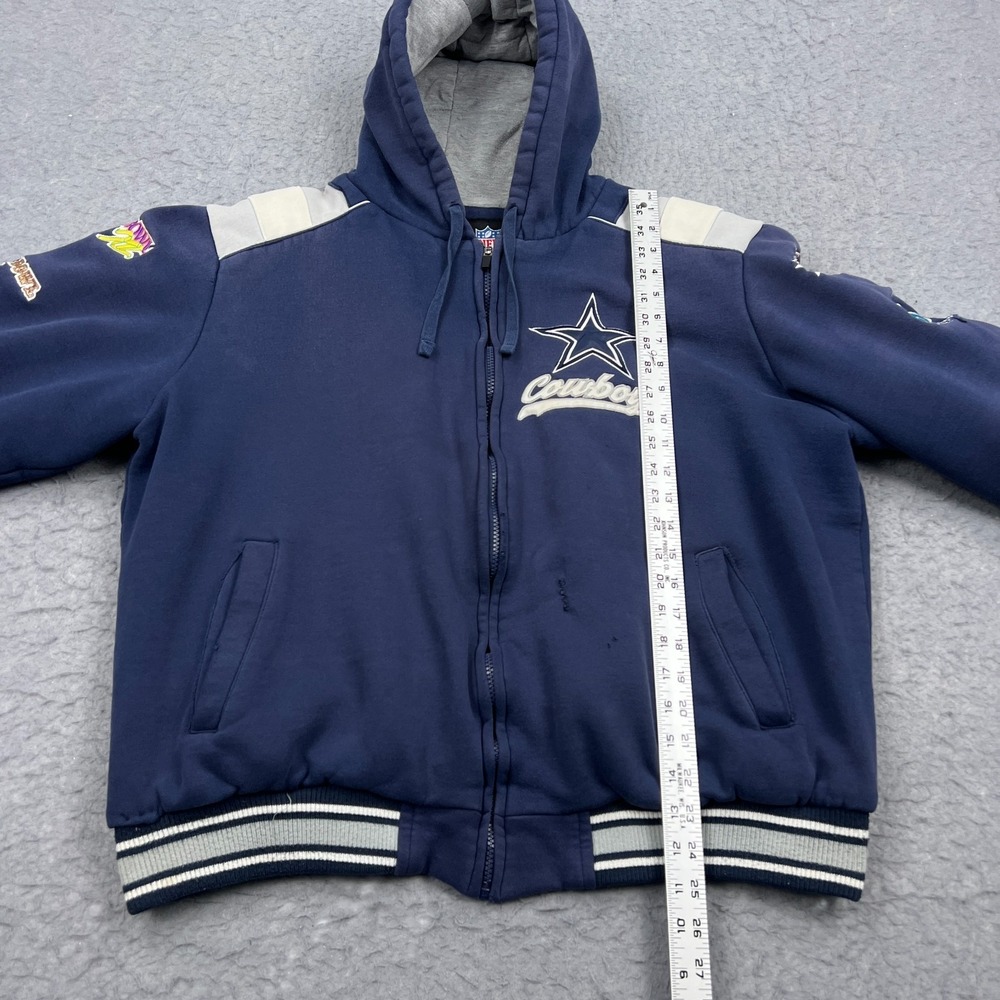 NFL Dallas Cowboys Super Bowl Champions Jacket Men's XL Blue Zip Hoodie Patches - Picture 12 of 16